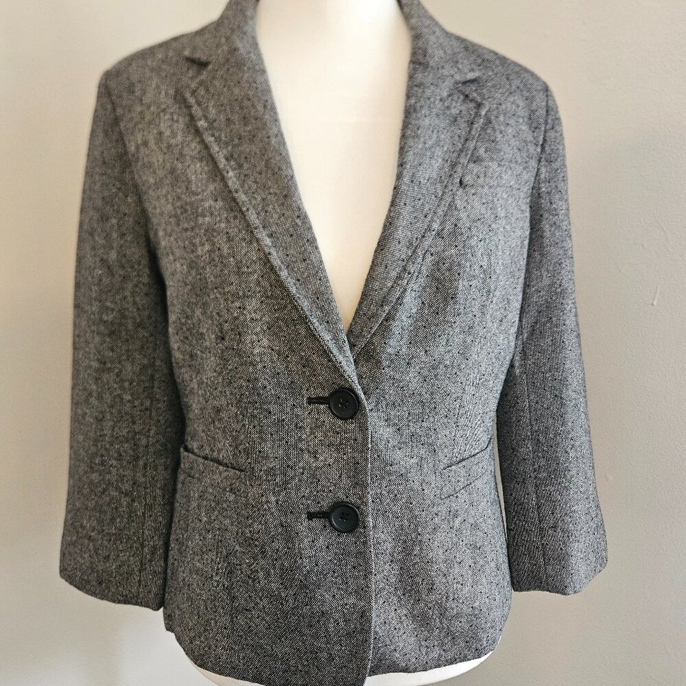 Banana Republic Gray/Black Dotted Blazer, Size 4